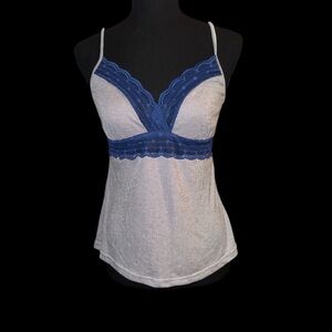 Cosabella Blue and White Lace Trim Cami Top NWT‎ Size Medium